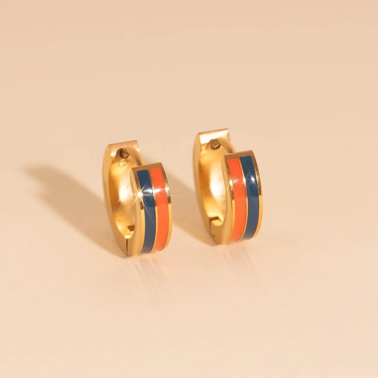 Striped Chunky Huggie Hoop Earrings by Oh Clementine