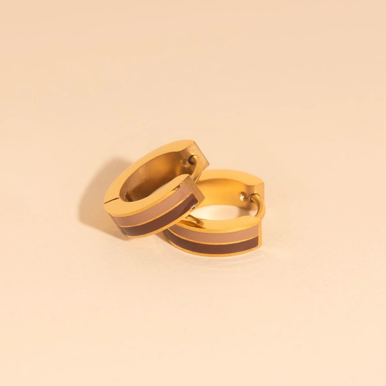 Striped Chunky Huggie Hoop Earrings by Oh Clementine