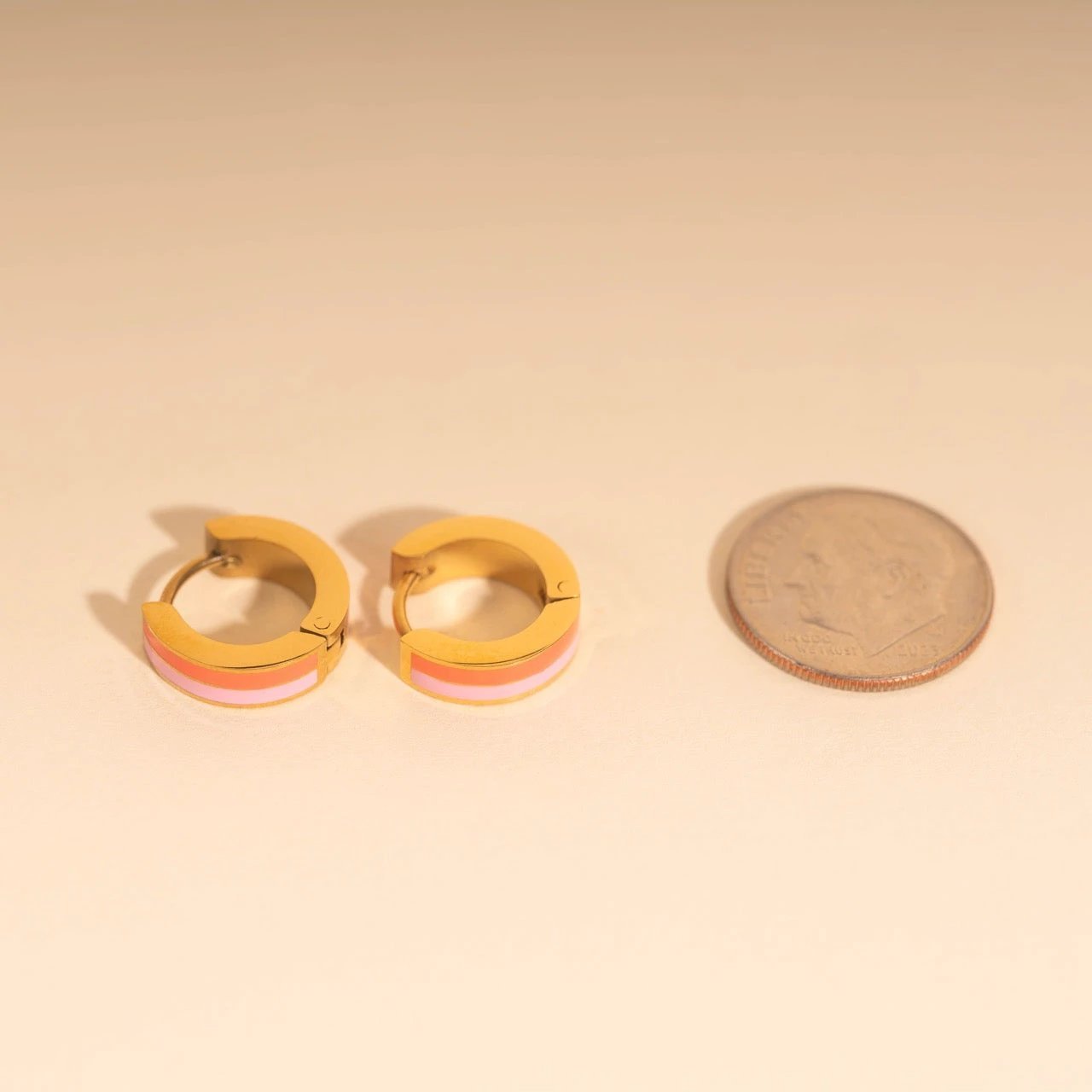 Striped Chunky Huggie Hoop Earrings by Oh Clementine