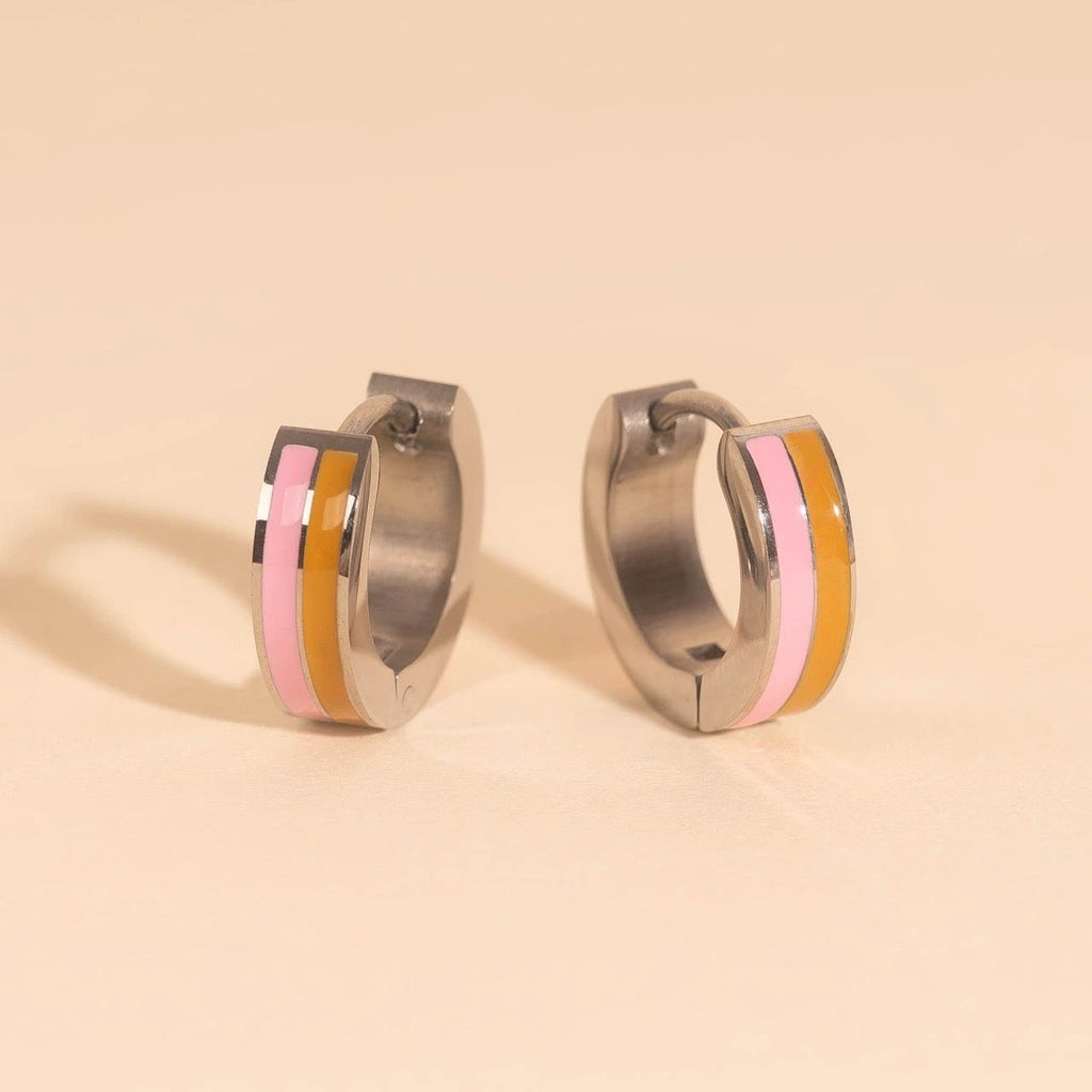 Striped Chunky Huggie Hoop Earrings by Oh Clementine
