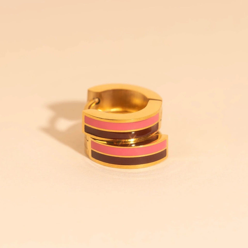Striped Chunky Huggie Hoop Earrings by Oh Clementine