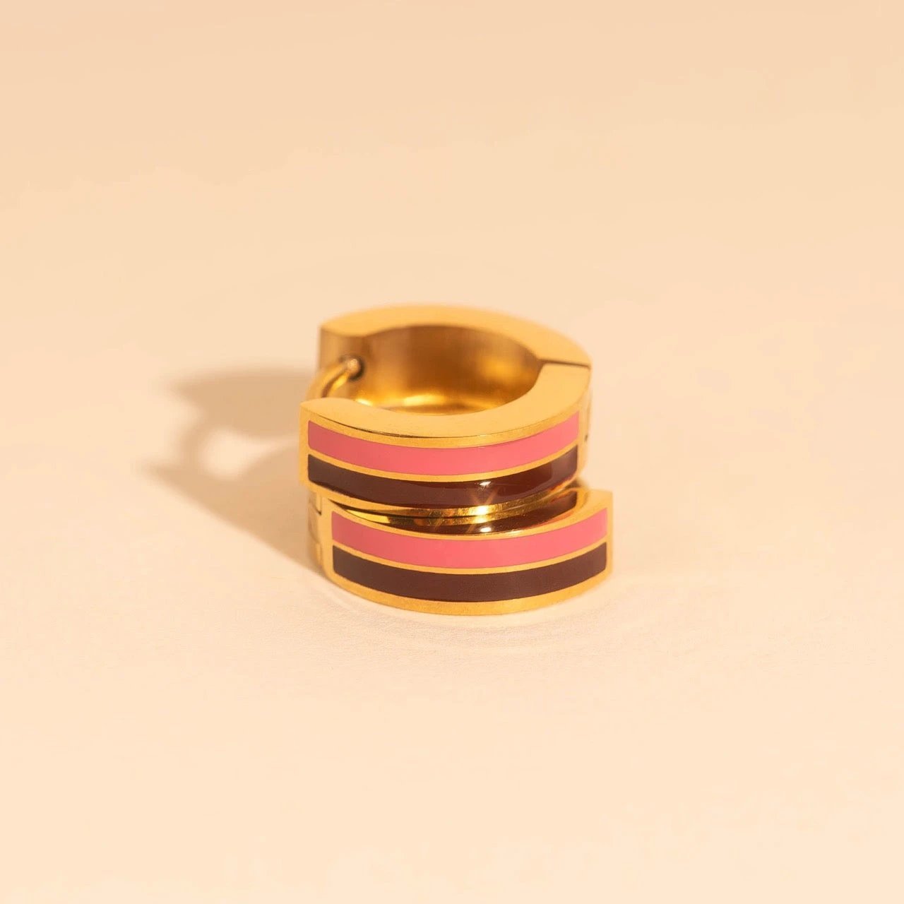 Striped Chunky Huggie Hoop Earrings by Oh Clementine