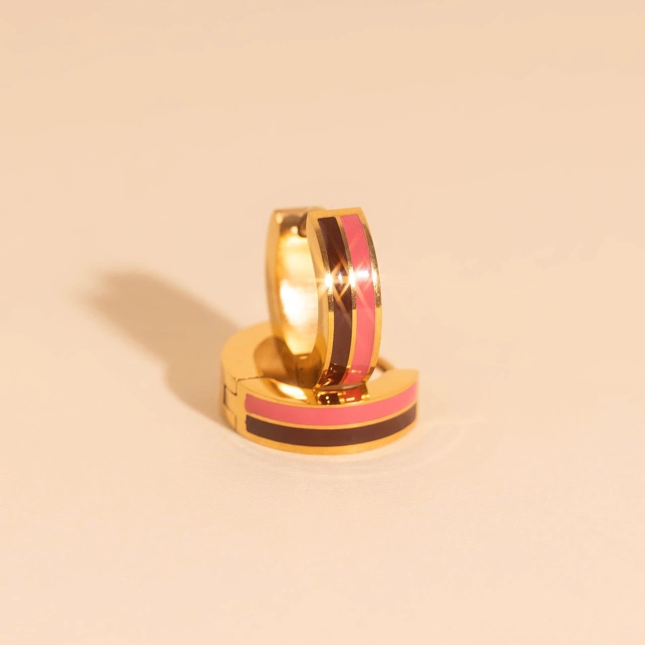 Striped Chunky Huggie Hoop Earrings by Oh Clementine
