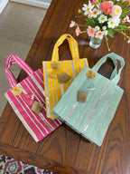 Striped Gota Silk Bags with Handle Traditional Gifts La Vie Bien Striped Gota Silk Bags with Handle