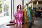 Striped Gota Silk Bags with Handle Traditional Gifts La Vie Bien Striped Gota Silk Bags with Handle