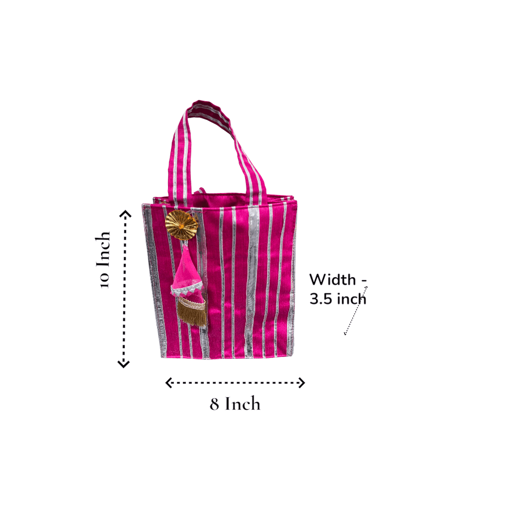 Striped Gota Silk Bags with Handle Traditional Gifts La Vie Bien Striped Gota Silk Bags with Handle