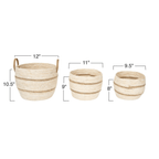 Striped Maize Storage Baskets / Planters, Set of 3 by White Cliff Studio