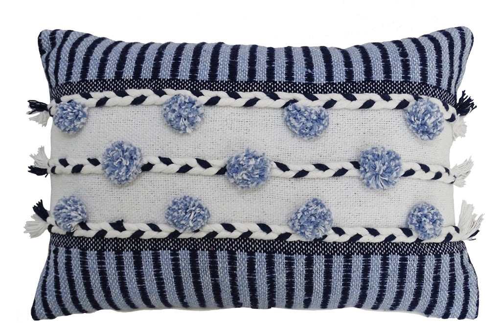 Striped Throw Pillow with Braid and Tassels 14"x20" Home Furnishings La Vie Bien Striped Throw Pillow with Braid and Tassels 14"x20"