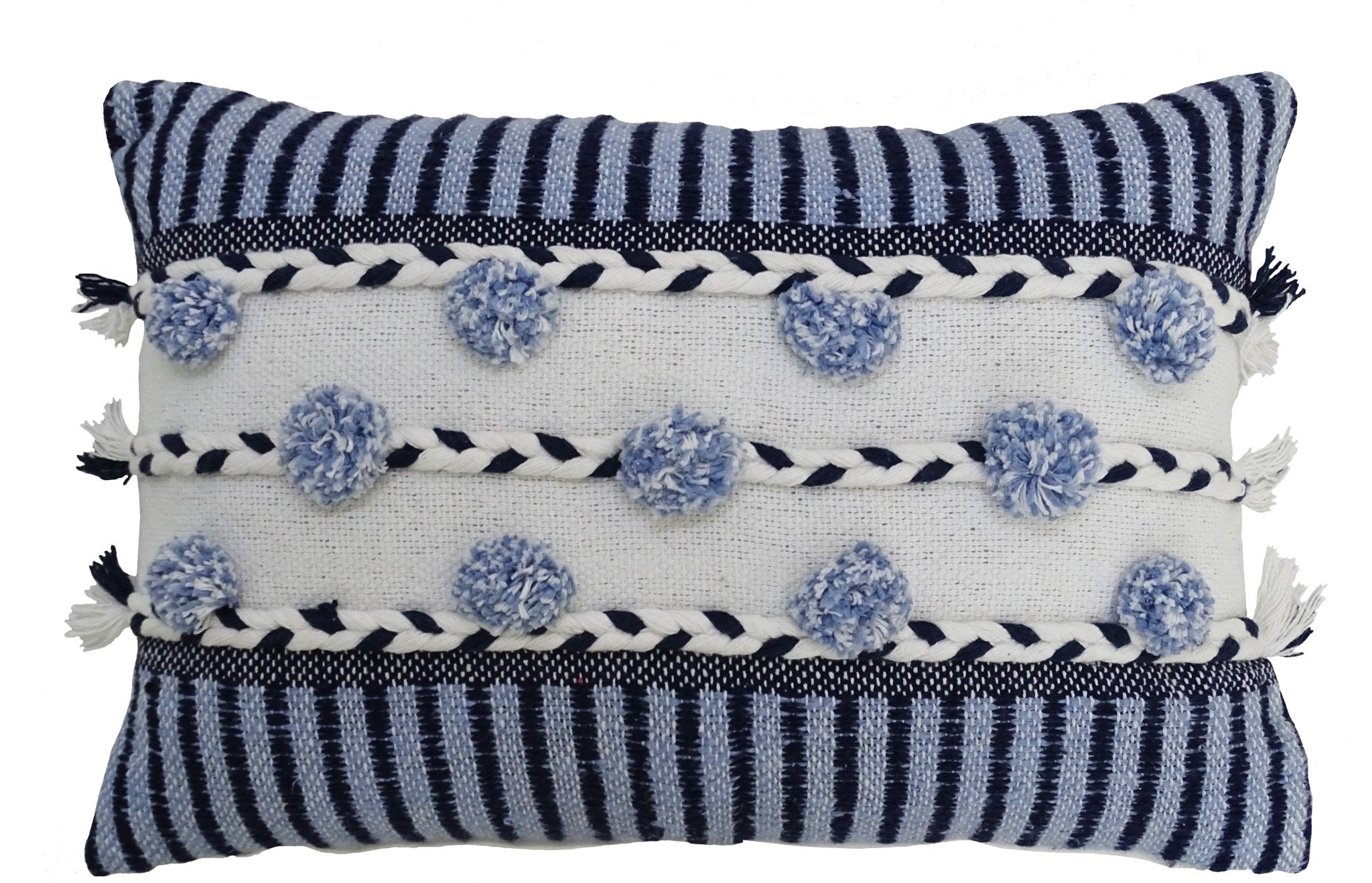 Striped Throw Pillow with Braid and Tassels 14"x20" Home Furnishings La Vie Bien Striped Throw Pillow with Braid and Tassels 14"x20"
