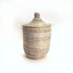 Striped White + Ivory Medium Basket La Vie Bien Striped White + Ivory Medium Basket