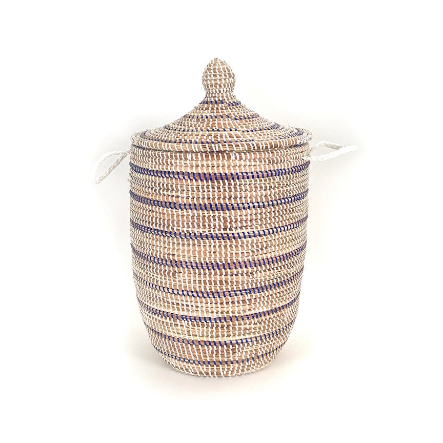 Striped White + Navy Medium Basket La Vie Bien Striped White + Navy Medium Basket