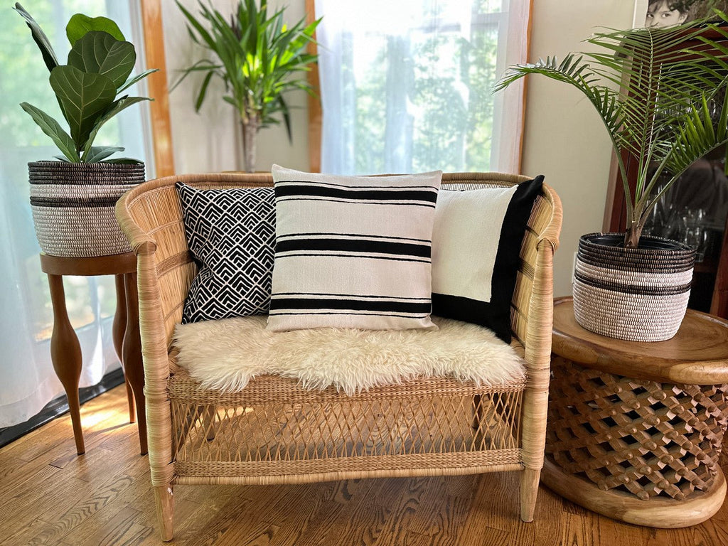 Striped White Sadza Pillow La Vie Bien Striped White Sadza Pillow