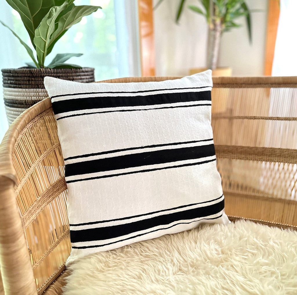 Striped White Sadza Pillow La Vie Bien Striped White Sadza Pillow