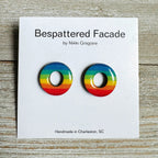 Stripey Rainbow Rings Stud Earrings by Bespattered Facade