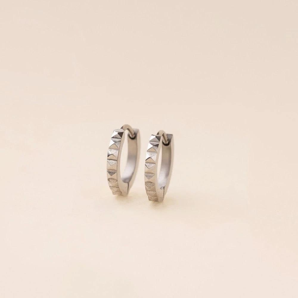 Studded Huggie Hoop Earrings by Oh Clementine
