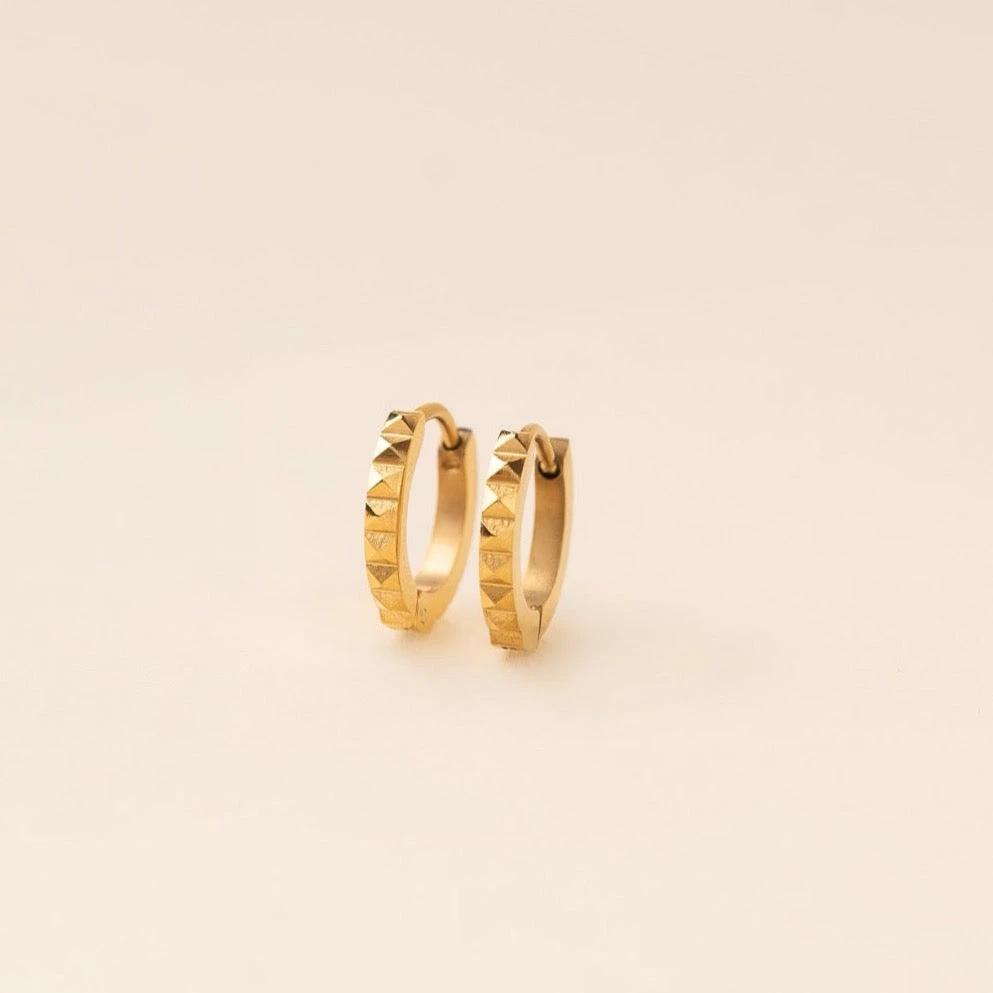 Studded Huggie Hoop Earrings by Oh Clementine