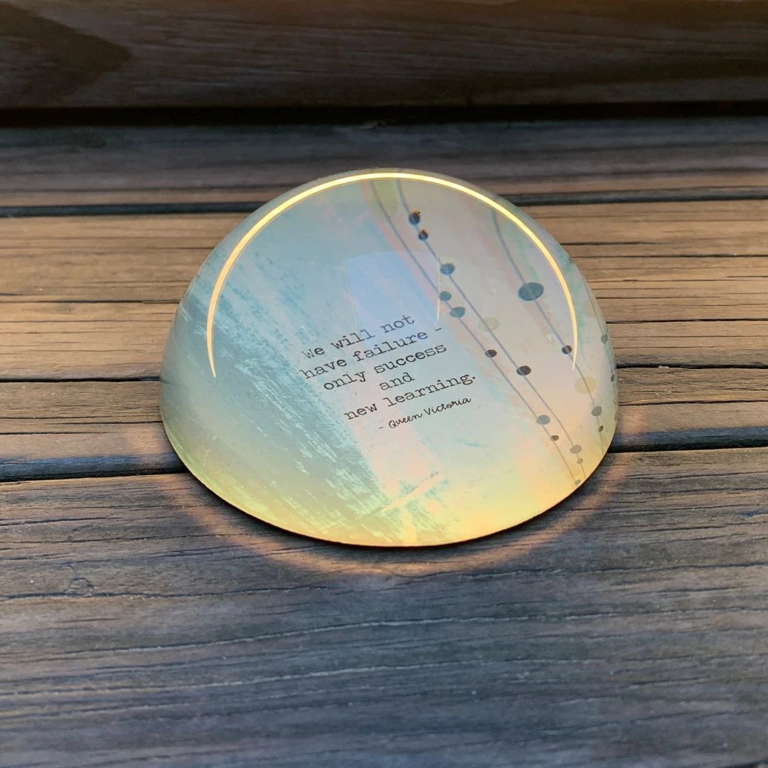 Success And New Learning Glass Dome Paperweight | Paper Document Holder | 3" by The Bullish Store