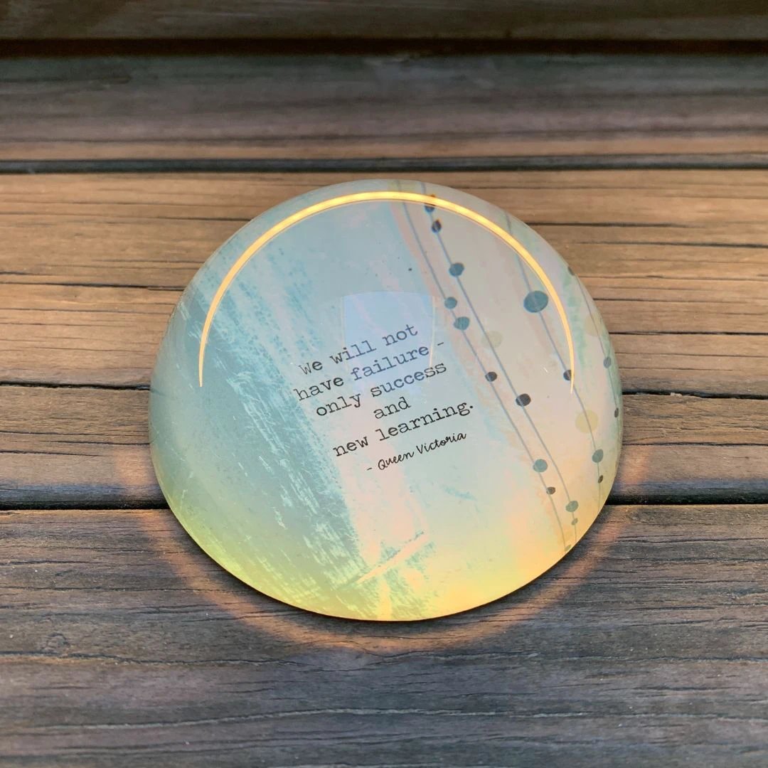 Success And New Learning Glass Dome Paperweight | Paper Document Holder | 3" by The Bullish Store