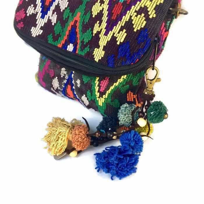 Suerte Pom Pom Zipper Pull with Beads, Shells, and Charms | Handmade Keychain | Thailand Zipper Pulls La Vie Bien Suerte Pom Pom Zipper Pull with Beads, Shells, and Charms | Handmade Keychain | Thailand