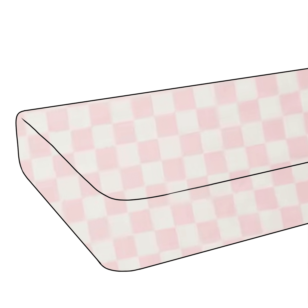 Sugar Pink & White Checkered Crib Sheet La Vie Bien Sugar Pink & White Checkered Crib Sheet