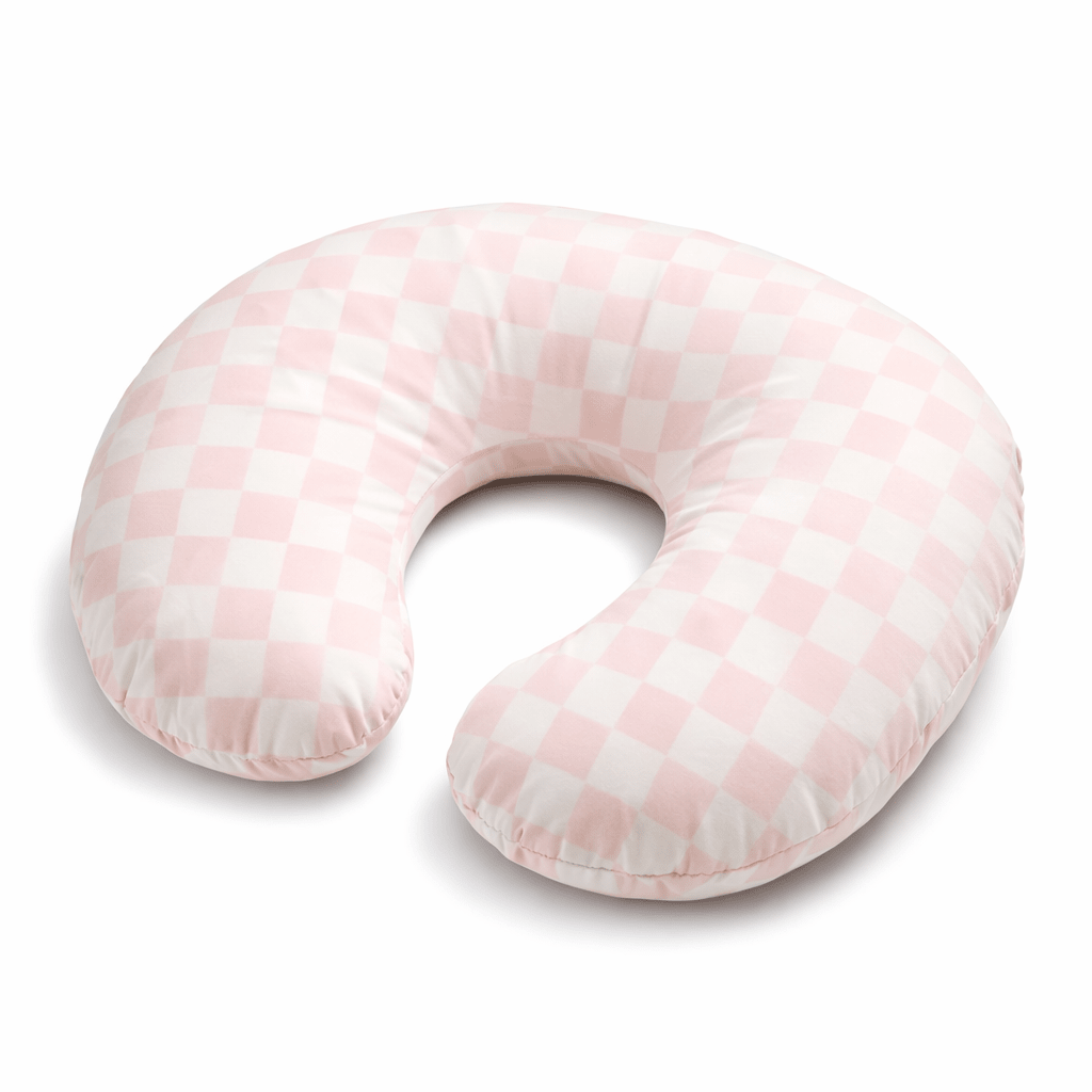 Sugar Pink & White Checkered Nursing Pillow Cover La Vie Bien Sugar Pink & White Checkered Nursing Pillow Cover