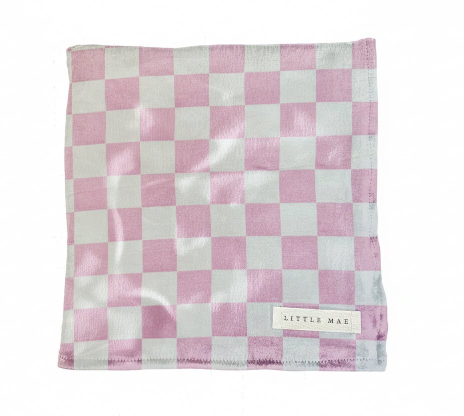 Sugar Pink & White Checkered Stretch Swaddle La Vie Bien Sugar Pink & White Checkered Stretch Swaddle