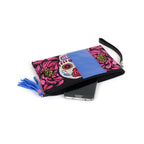 Sugar Skull and Tribal Wristlet with Leather Trim - Thailand Bags La Vie Bien Sugar Skull and Tribal Wristlet with Leather Trim - Thailand