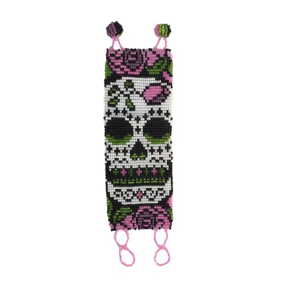 Sugar Skull | Catrina Seed Bead Adjustable Closure Bracelet - Guatemala Bracelets La Vie Bien Sugar Skull | Catrina Seed Bead Adjustable Closure Bracelet - Guatemala