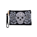 Sugar Skull Embroidered Monochrome Wristlet - Thailand Bags La Vie Bien Sugar Skull Embroidered Monochrome Wristlet - Thailand