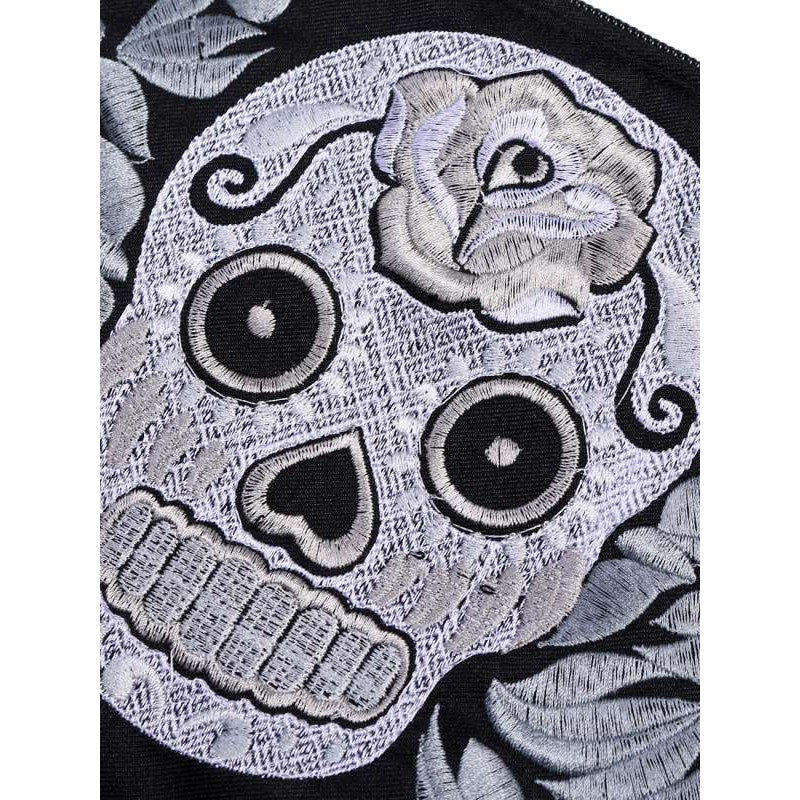Sugar Skull Embroidered Monochrome Wristlet - Thailand Bags La Vie Bien Sugar Skull Embroidered Monochrome Wristlet - Thailand