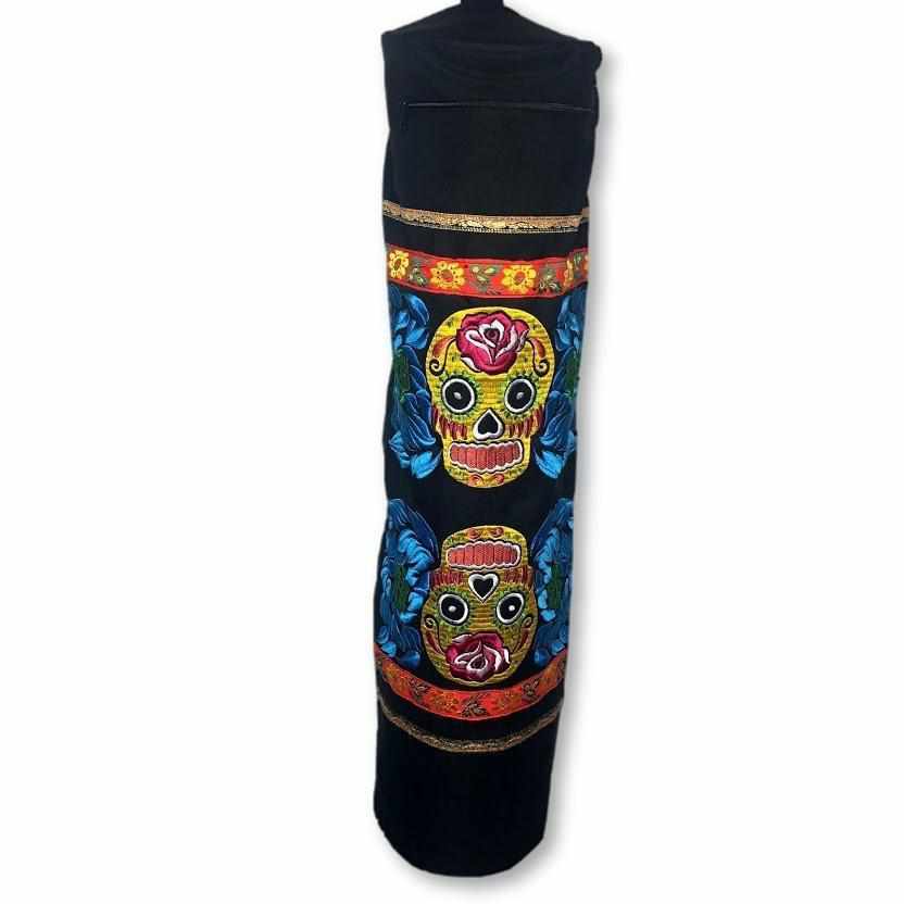 Sugar Skull Embroidered Yoga Bag - Thailand Bags La Vie Bien Sugar Skull Embroidered Yoga Bag - Thailand