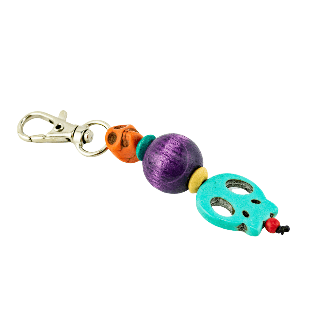 Sugar Skull Multicolor Beaded Zipper Pull | Keychain | Bag Charm - Thailand Accessories La Vie Bien Sugar Skull Multicolor Beaded Zipper Pull | Keychain | Bag Charm - Thailand