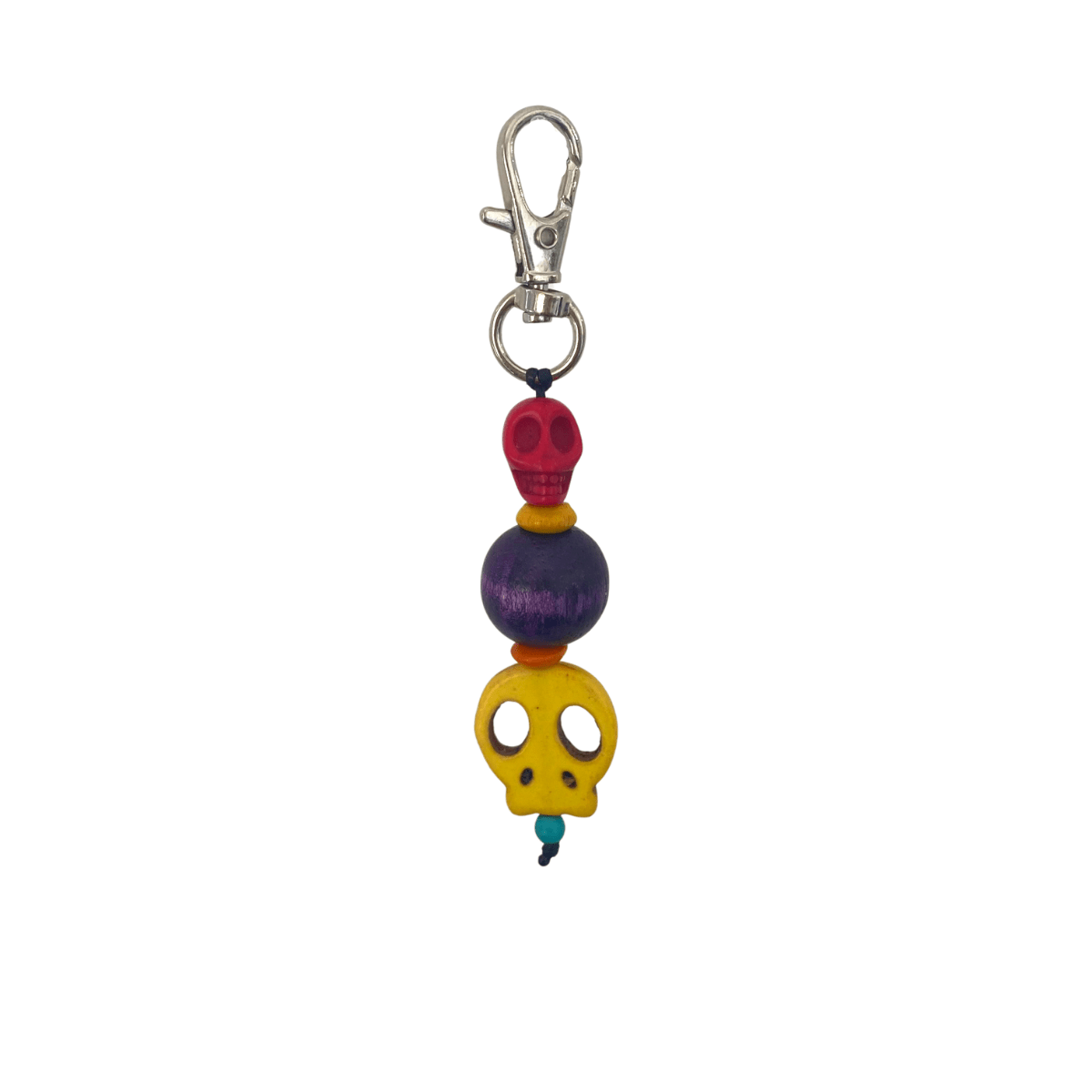 Sugar Skull Multicolor Beaded Zipper Pull | Keychain | Bag Charm - Thailand Accessories La Vie Bien Sugar Skull Multicolor Beaded Zipper Pull | Keychain | Bag Charm - Thailand