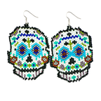 Sugar Skull Seed Bead Earrings - Guatemala Jewelry La Vie Bien Sugar Skull Seed Bead Earrings - Guatemala