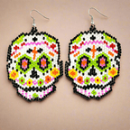 Sugar Skull Seed Bead Earrings - Guatemala Jewelry La Vie Bien Sugar Skull Seed Bead Earrings - Guatemala