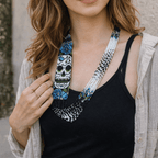 Sugar Skull Seed Bead Necklace - Guatemala Jewelry La Vie Bien Sugar Skull Seed Bead Necklace - Guatemala