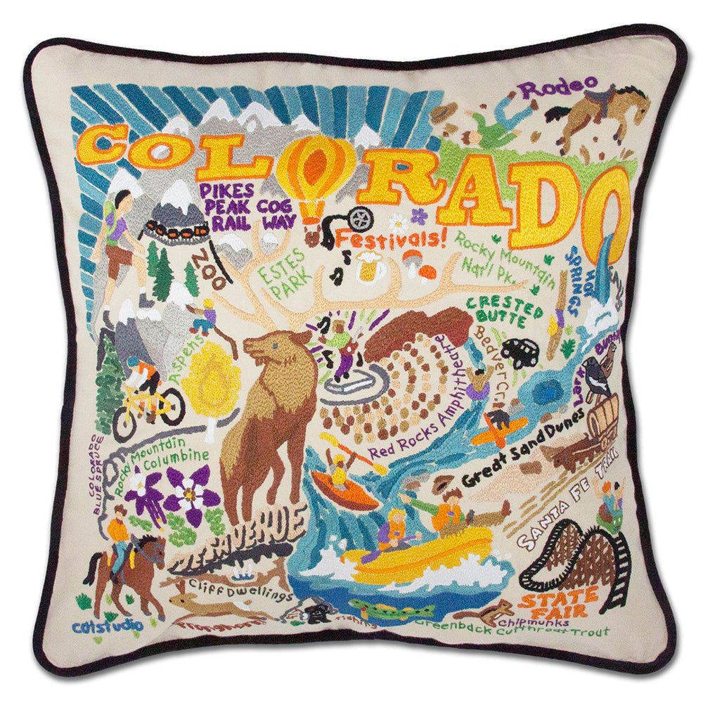 Summer Colorado Hand - Embroidered Pillow Pillows La Vie Bien Summer Colorado Hand - Embroidered Pillow