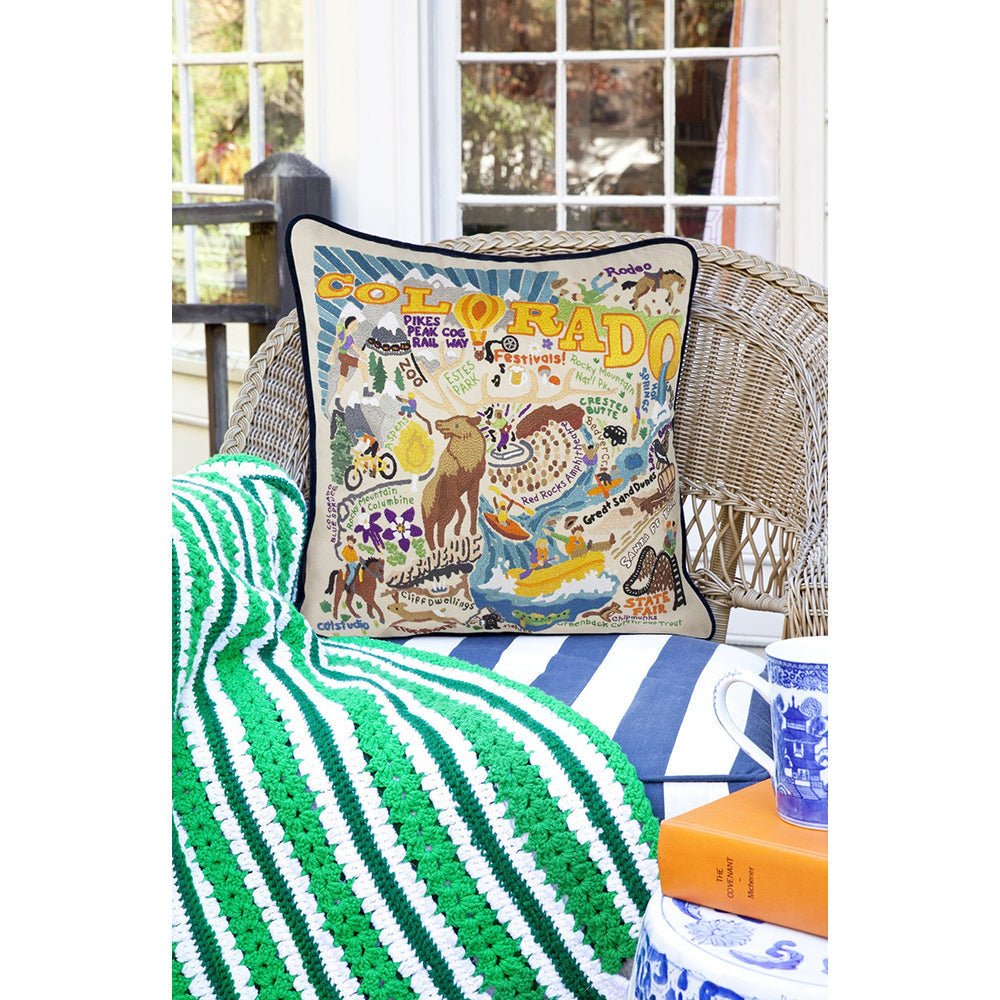 Summer Colorado Hand - Embroidered Pillow Pillows La Vie Bien Summer Colorado Hand - Embroidered Pillow
