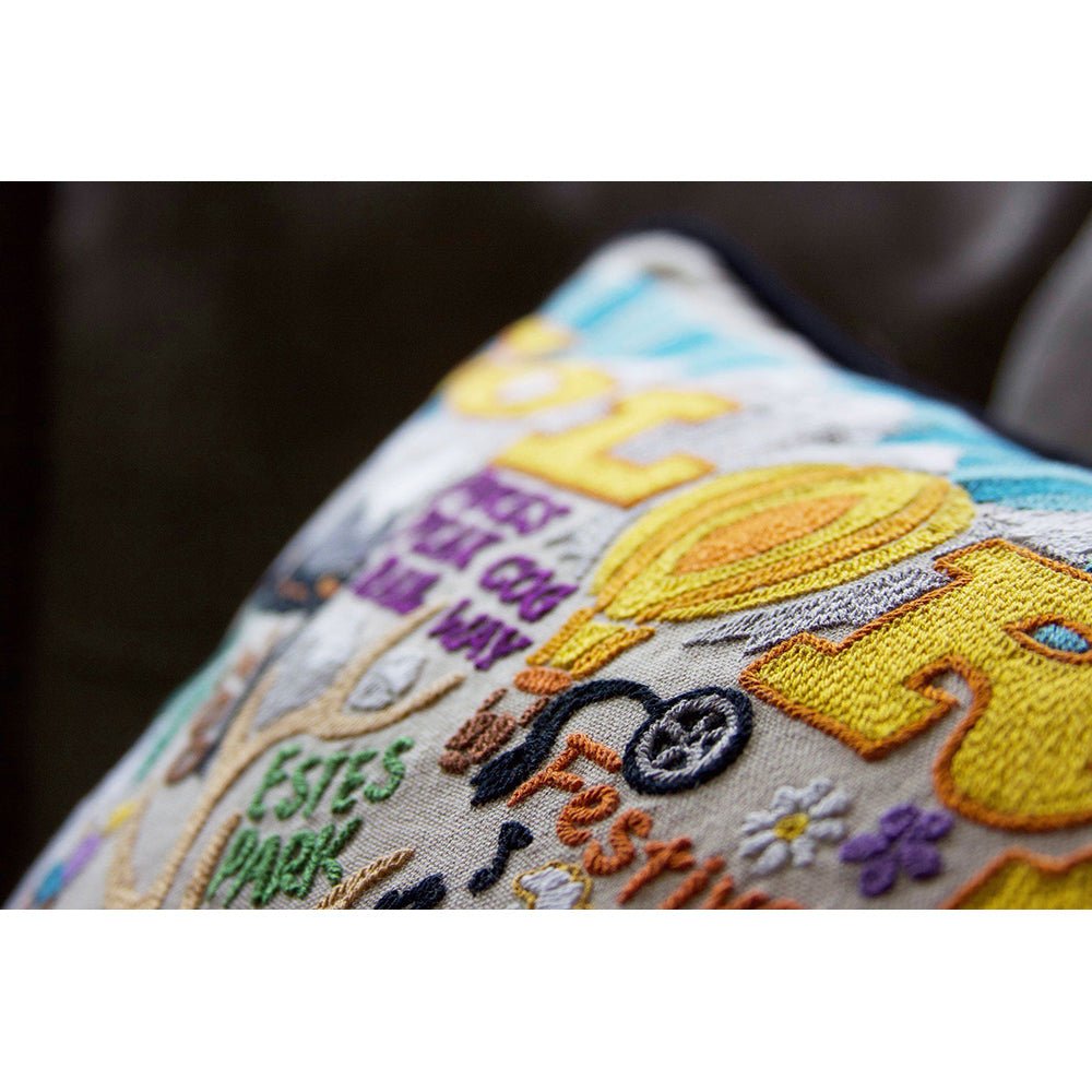 Summer Colorado Hand - Embroidered Pillow Pillows La Vie Bien Summer Colorado Hand - Embroidered Pillow