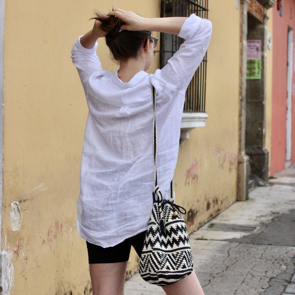 Summer Crochet Chevron Boho Crossbody Black and White Bag - Guatemala Bags La Vie Bien Summer Crochet Chevron Boho Crossbody Black and White Bag - Guatemala