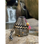Summer Crochet Chevron Boho Crossbody Black and White Bag - Guatemala Bags La Vie Bien Summer Crochet Chevron Boho Crossbody Black and White Bag - Guatemala