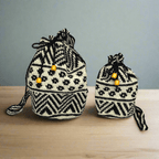 Summer Crochet Chevron Boho Crossbody Black and White Bag - Guatemala Bags La Vie Bien Summer Crochet Chevron Boho Crossbody Black and White Bag - Guatemala