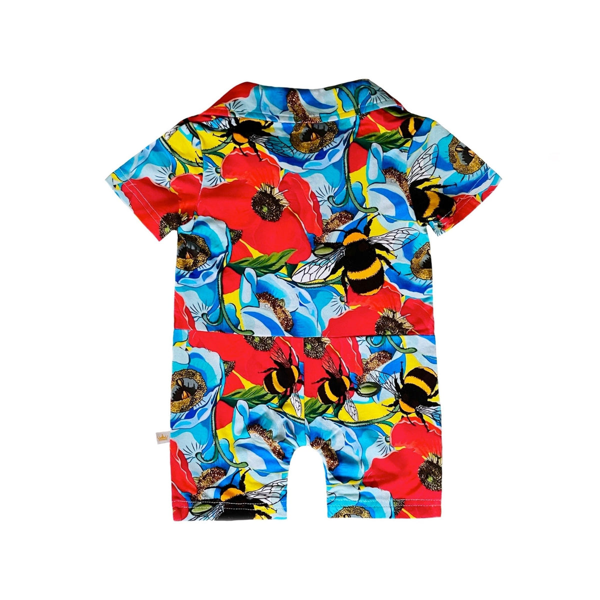 Summer Floral Bumble Bee Short Baby Romper Onesie La Vie Bien Summer Floral Bumble Bee Short Baby Romper