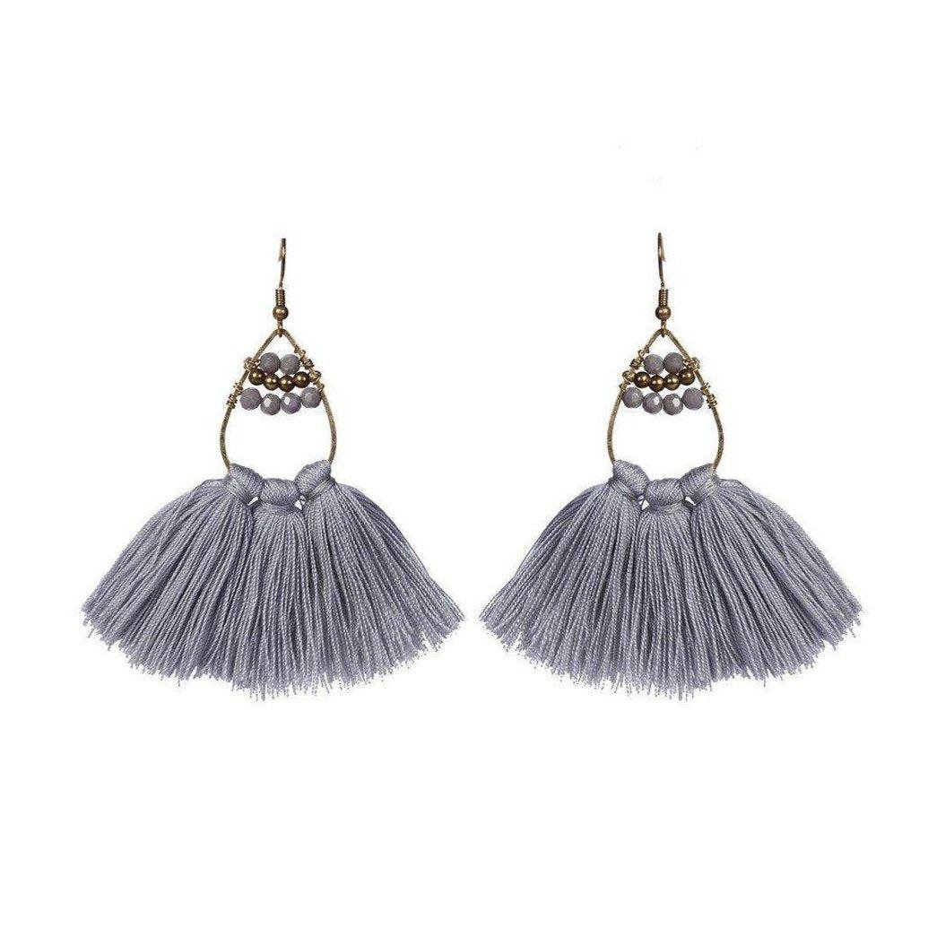 Summer Tassel Brass Bead Earrings - Thailand Jewelry La Vie Bien Summer Tassel Brass Bead Earrings - Thailand