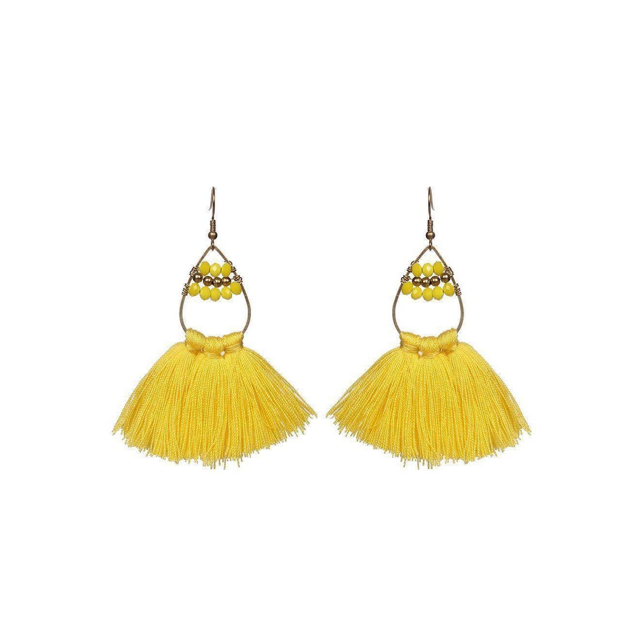 Summer Tassel Brass Bead Earrings - Thailand Jewelry La Vie Bien Summer Tassel Brass Bead Earrings - Thailand