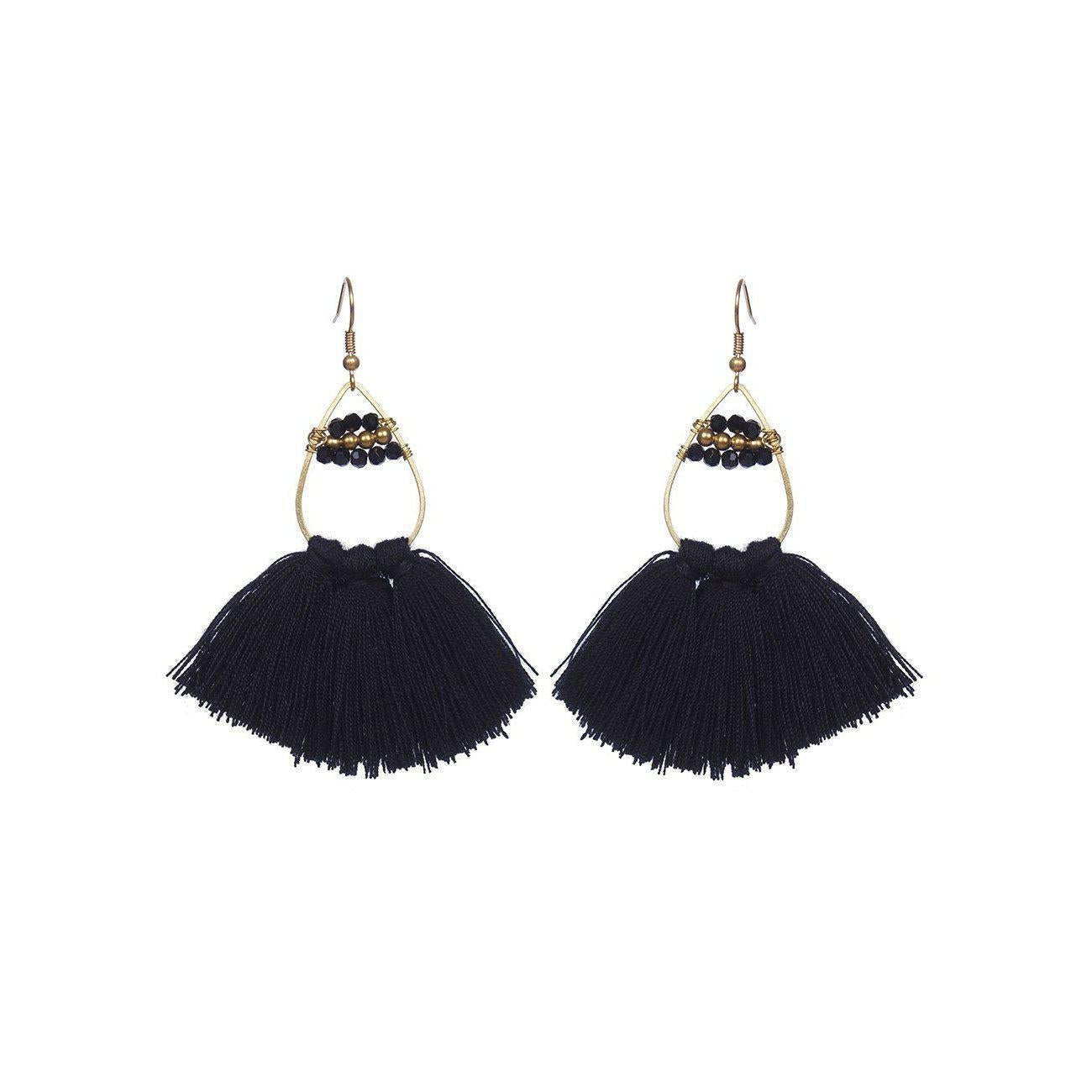 Summer Tassel Brass Bead Earrings - Thailand Jewelry La Vie Bien Summer Tassel Brass Bead Earrings - Thailand