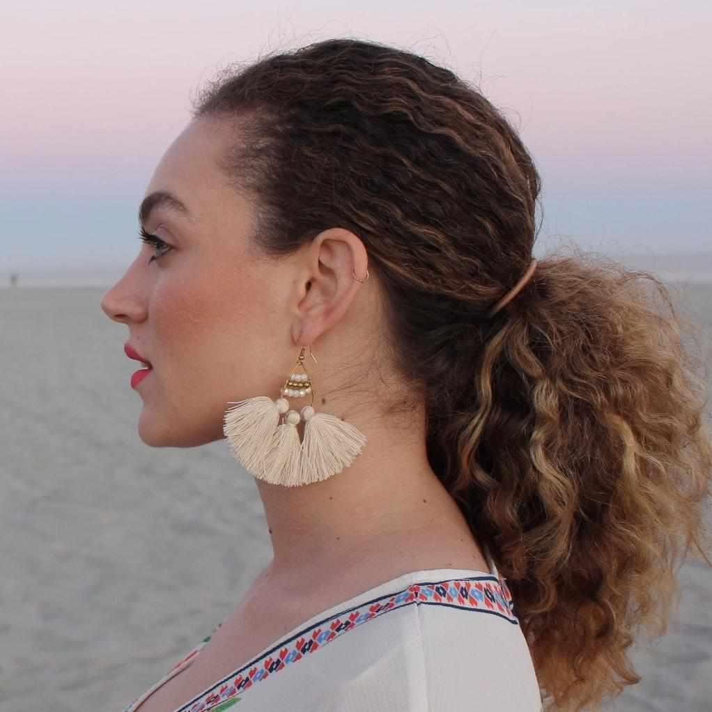 Summer Tassel Brass Bead Earrings - Thailand Jewelry La Vie Bien Summer Tassel Brass Bead Earrings - Thailand