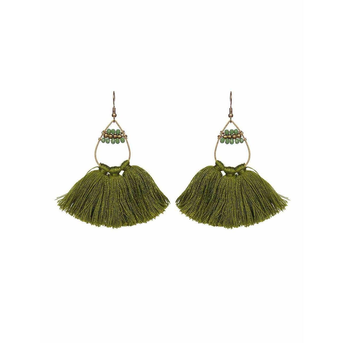 Summer Tassel Brass Bead Earrings - Thailand Jewelry La Vie Bien Summer Tassel Brass Bead Earrings - Thailand
