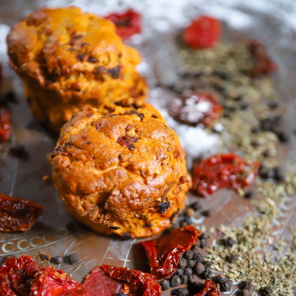 Sun Dried Tomato, Basil & Black Peppercorn Scones Scones La Vie Bien Sun Dried Tomato, Basil & Black Peppercorn Scones
