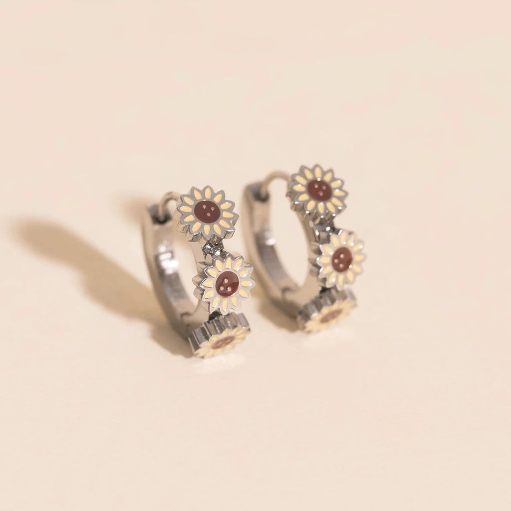 Sunflower 3D Huggie Hoop Earrings by Oh Clementine